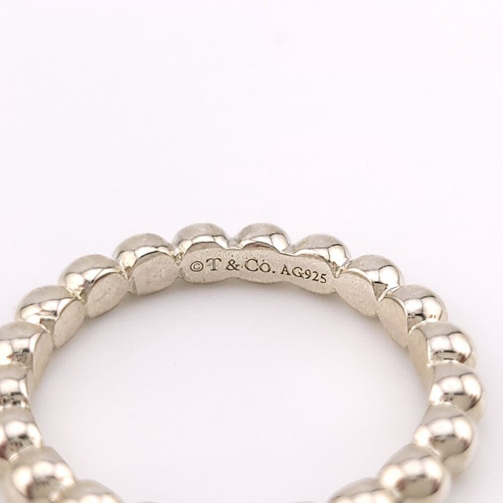 Tiffany & Co. Sterling Silver Ziegfeld Bead Beaded Hardwear Band Ring Size 6 - Picture 5 of 7